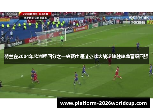 荷兰在2004年欧洲杯四分之一决赛中通过点球大战逆转胜瑞典晋级四强